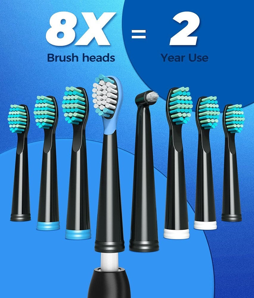 Electric Toothbrush Adults & Kid Rechargeable 8 Brush Heads 5 Smart Mode