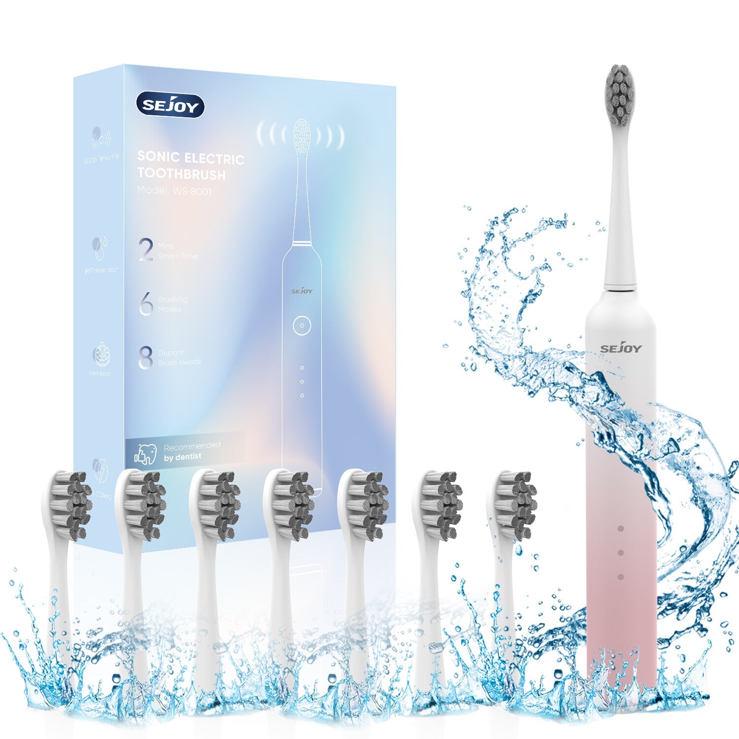 Electric Toothbrush with 8 Brush Heads Rechargeable Electric Tooth Brush